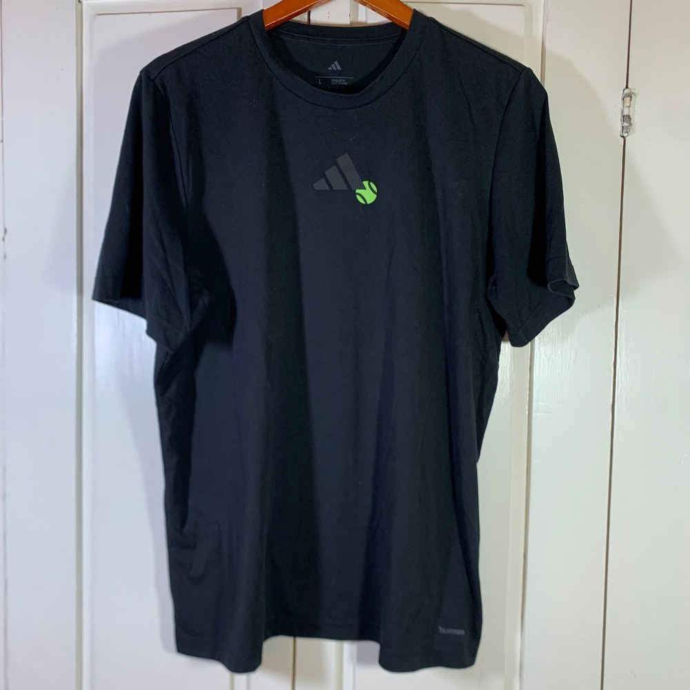 Adidas Tennis Paris Jeu Set Match Graphic T-Shirt Mens Large Black Neon Yellow